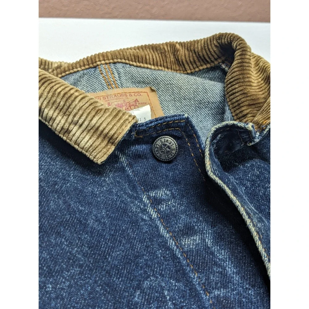 Vintage Levis Acid Wash Denim Trucker Jacket Corduroy Collar USA XL 75073-0227 - Picture 9 of 16
